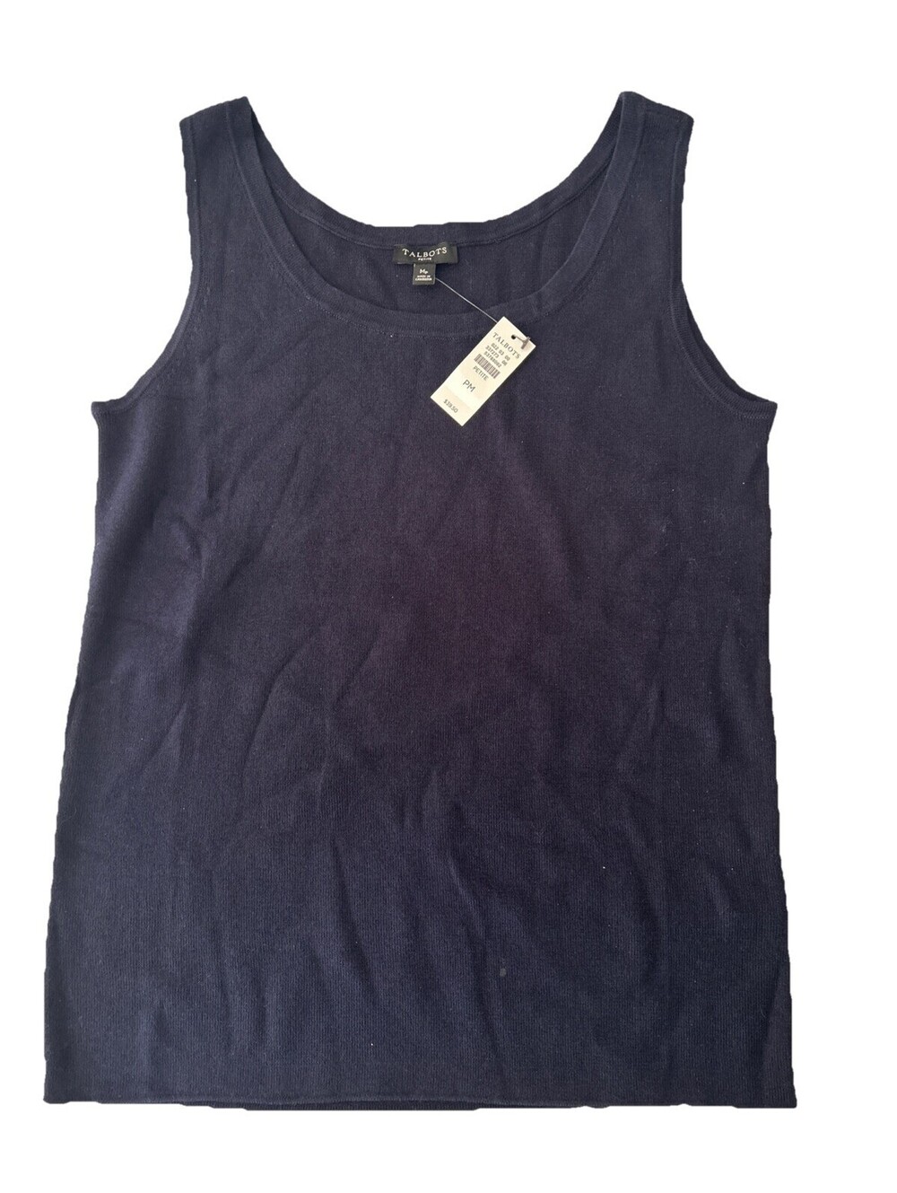 Talbots Top Women Mp Black Cotton Blend Scoop Neck Sleeveless Tank NWT
